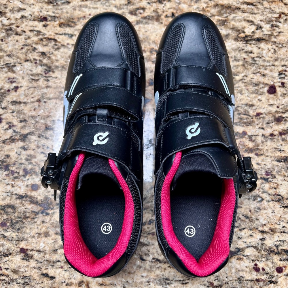 Peloton Cycling Shoes Men's Size 10/43 Black Tri-Strap‎ Cleats - Picture 3 of 8
